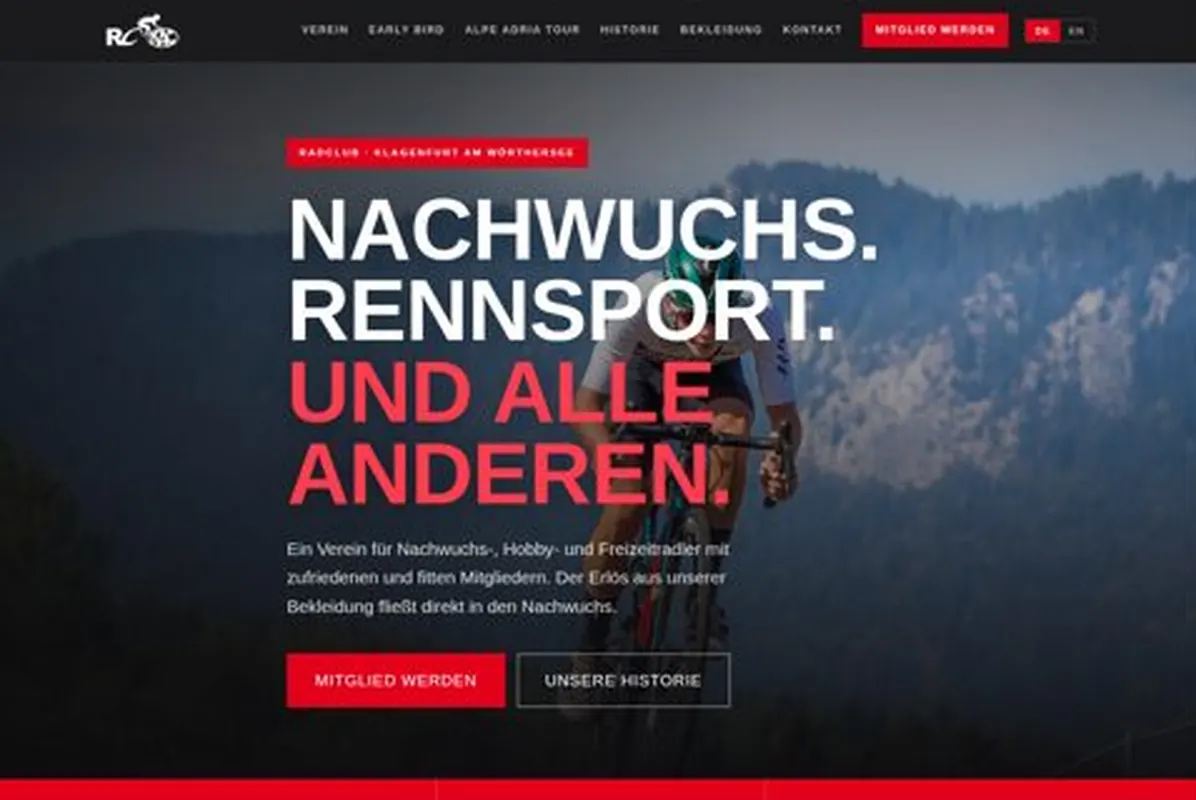 Startseite von rc-kac.at, der Website des Radclubs RC Panaceo KAC